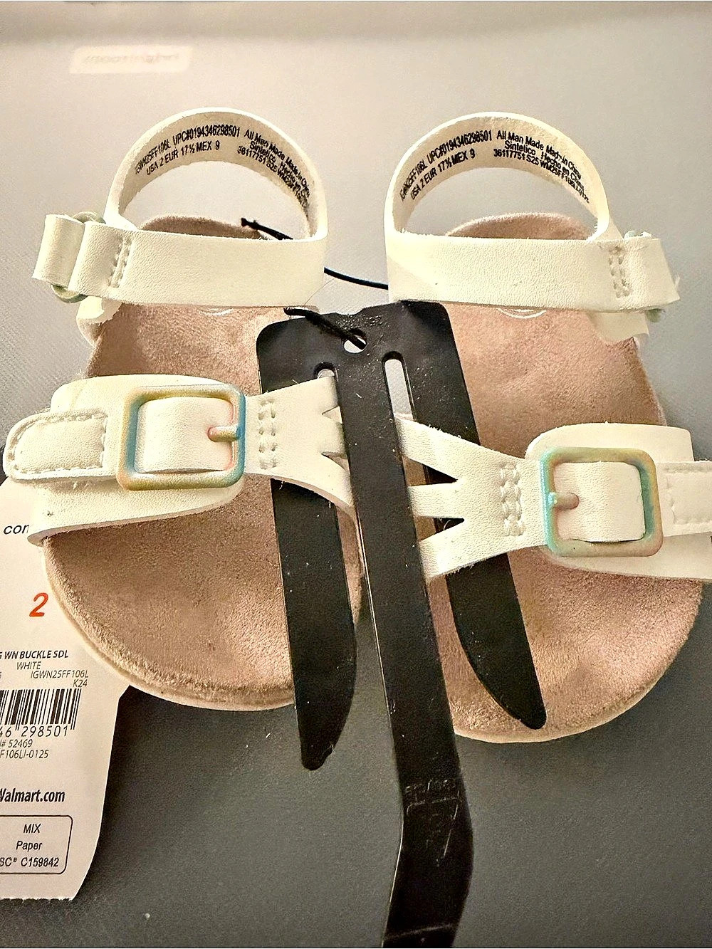 Wonder Nation Baby & Toddler Girls Buckle Sandals White Size 2